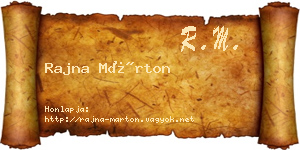 Rajna Márton névjegykártya